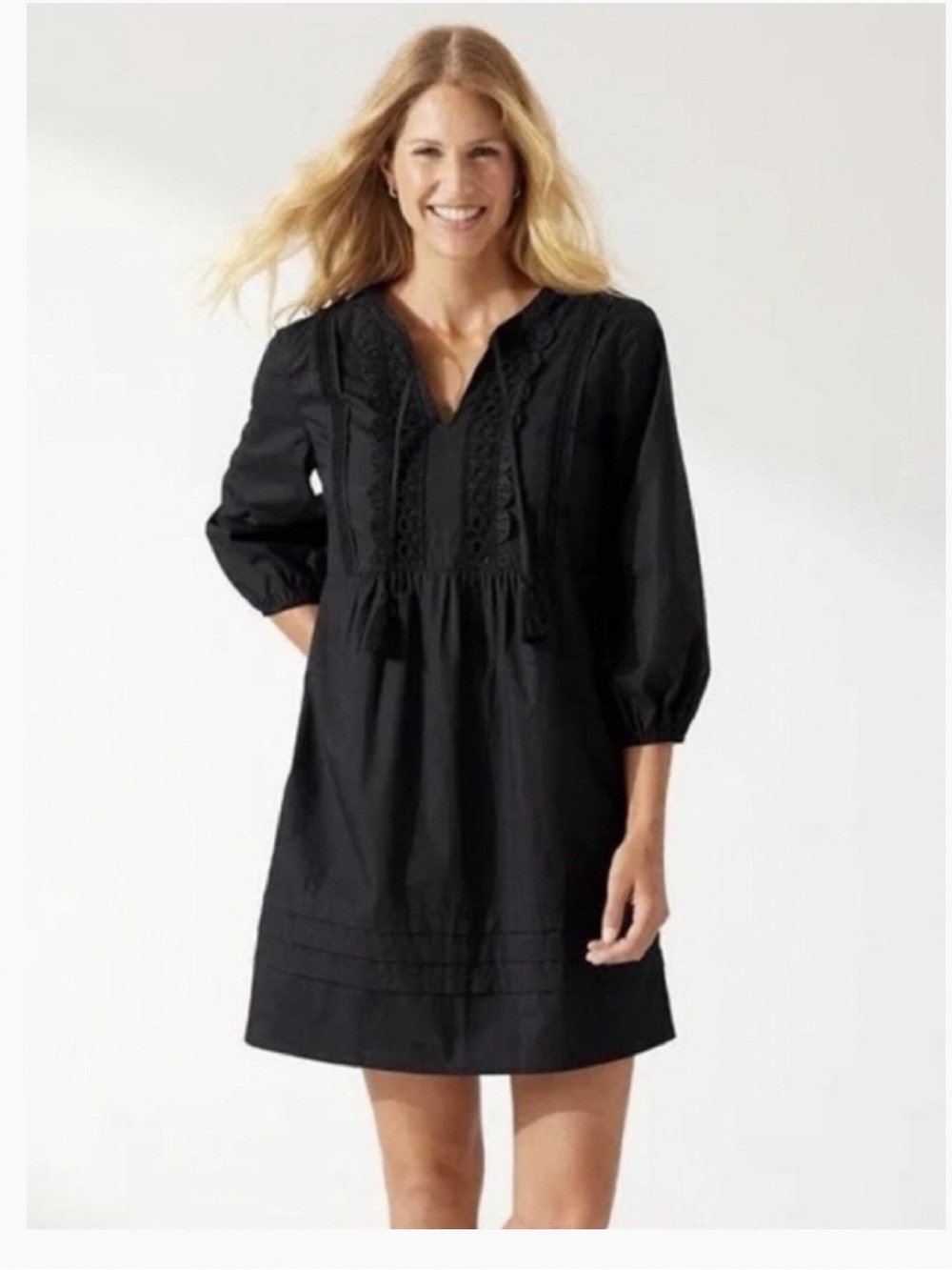 TOMMY BAHAMA Poplin Split Neck Dress - L